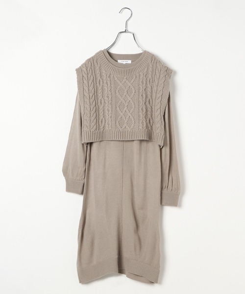 GLOBAL WORK（グローバルワーク）の「ケーブルニットセットワンピース/124977（ワンピース・キッズ・ライトブルー/ブラウン/オフホワイト・100cm/130cm/140cm/160cm/150cm/120cm/110cm）」の3枚目の写真