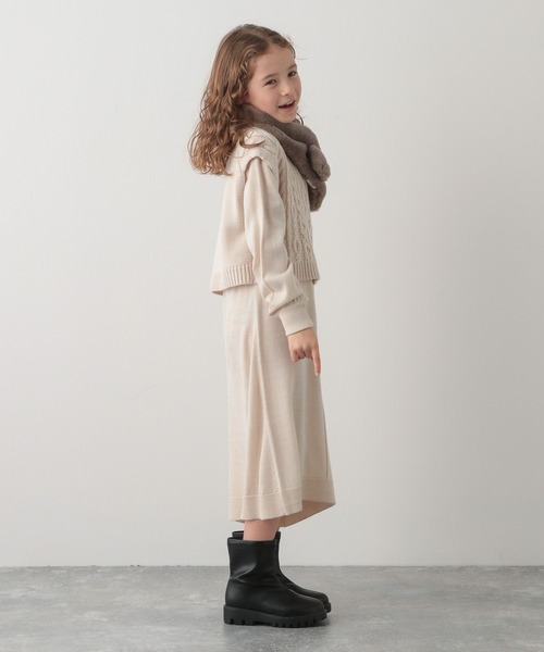 GLOBAL WORK（グローバルワーク）の「ケーブルニットセットワンピース/124977（ワンピース・キッズ・ライトブルー/ブラウン/オフホワイト・100cm/130cm/140cm/160cm/150cm/120cm/110cm）」の10枚目の写真
