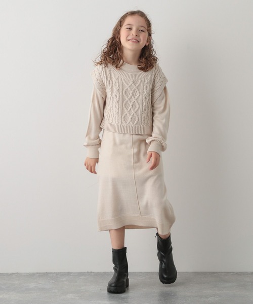 GLOBAL WORK（グローバルワーク）の「ケーブルニットセットワンピース/124977（ワンピース・キッズ・ライトブルー/ブラウン/オフホワイト・100cm/130cm/140cm/160cm/150cm/120cm/110cm）」の11枚目の写真