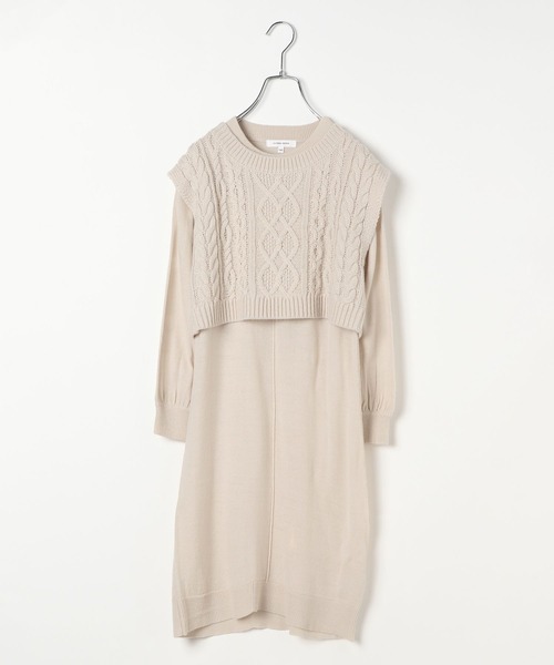 GLOBAL WORK（グローバルワーク）の「ケーブルニットセットワンピース/124977（ワンピース・キッズ・ライトブルー/ブラウン/オフホワイト・100cm/130cm/140cm/160cm/150cm/120cm/110cm）」の16枚目の写真