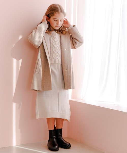 GLOBAL WORK（グローバルワーク）の「ケーブルニットセットワンピース/124977（ワンピース・キッズ・ライトブルー/ブラウン/オフホワイト・100cm/130cm/140cm/160cm/150cm/120cm/110cm）」の4枚目の写真