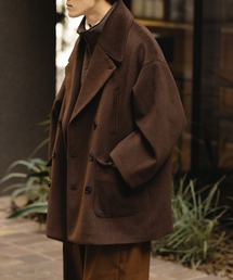 epnok（エプノック）の「Double Breasted Half Coat/ダブルブレストハーフコート（ピーコート・メンズ・ブラウン系）」