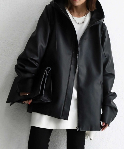 antiqua(アンティカ)の「軽量で丈夫!ラフに着られるヴィ―ガンレザージャケット(ライダースジャケット・レディース・ブラック・M/L)」の10枚目の写真