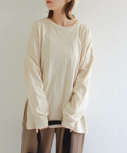 Crisp（クリスプ）の「ベーシックロングTシャツ（Tシャツ/カットソー・レディース・ホワイト/アイボリー・FREE）」の8枚目の写真