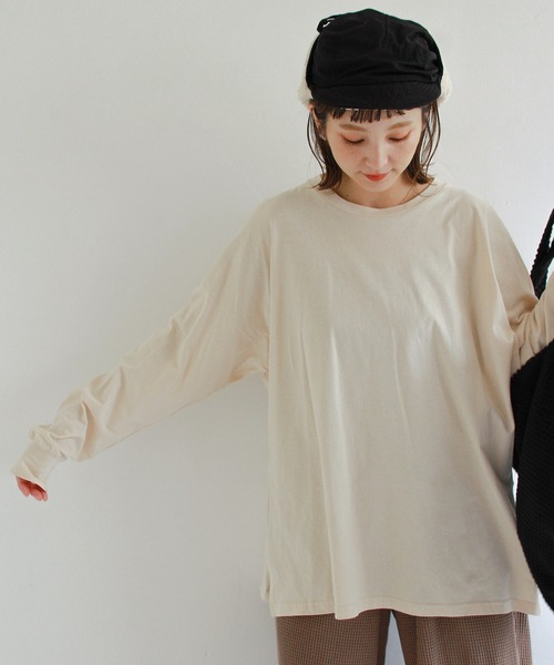 Crisp（クリスプ）の「ベーシックロングTシャツ（Tシャツ/カットソー・レディース・ホワイト/アイボリー・FREE）」の9枚目の写真