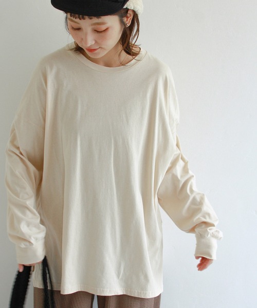 Crisp（クリスプ）の「ベーシックロングTシャツ（Tシャツ/カットソー・レディース・ホワイト/アイボリー・FREE）」の10枚目の写真