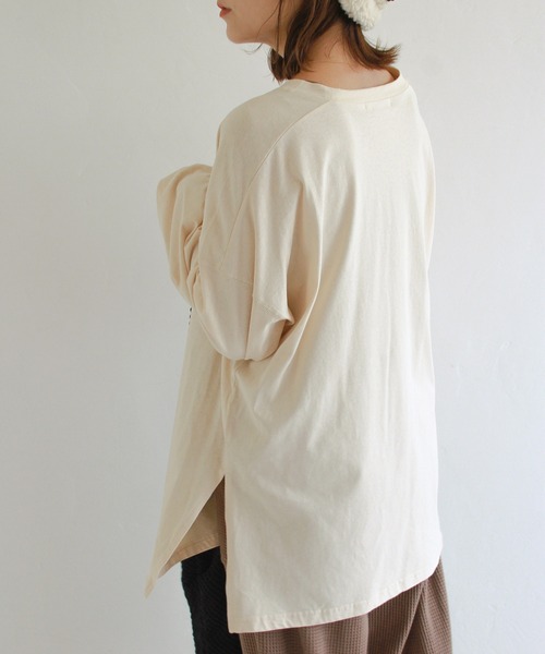 Crisp（クリスプ）の「ベーシックロングTシャツ（Tシャツ/カットソー・レディース・ホワイト/アイボリー・FREE）」の11枚目の写真