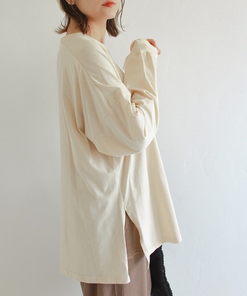 Crisp（クリスプ）の「ベーシックロングTシャツ（Tシャツ/カットソー・レディース・ホワイト/アイボリー・FREE）」の14枚目の写真