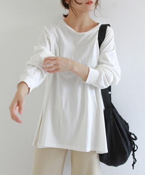 Crisp（クリスプ）の「ベーシックロングTシャツ（Tシャツ/カットソー・レディース・ホワイト/アイボリー・FREE）」の21枚目の写真