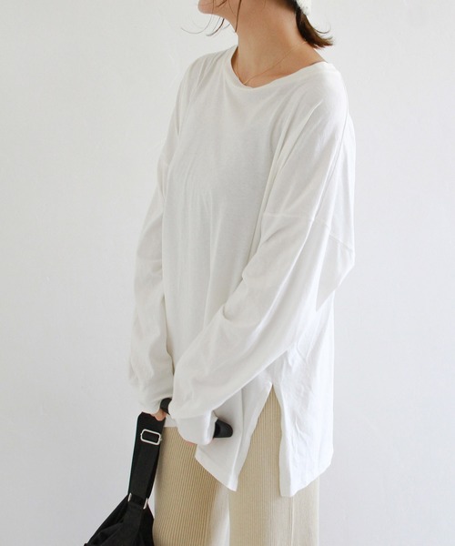 Crisp（クリスプ）の「ベーシックロングTシャツ（Tシャツ/カットソー・レディース・ホワイト/アイボリー・FREE）」の22枚目の写真