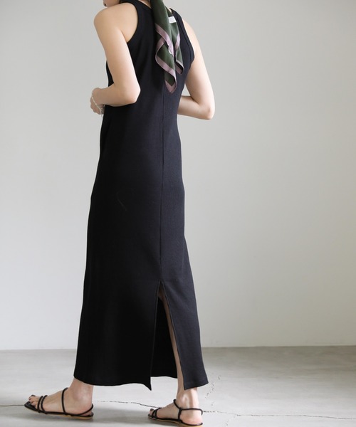 select MOCA(セレクトモカ)の「アメリカンスリーブサーマルワンピース(ワンピース・レディース・ブラック/ライトグレー・FREE)」の3枚目の写真