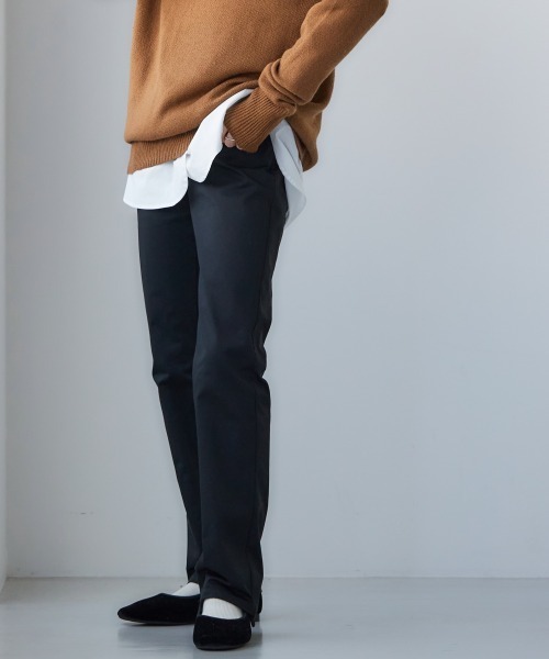 SMILE LAND（スマイルランド）の「大きいサイズ すごのびストレッチツイルストレートパンツ（チノパンツ・レディース・ブラック・76/92/122/98/80/84/73/106/88/96/114）」の6枚目の写真