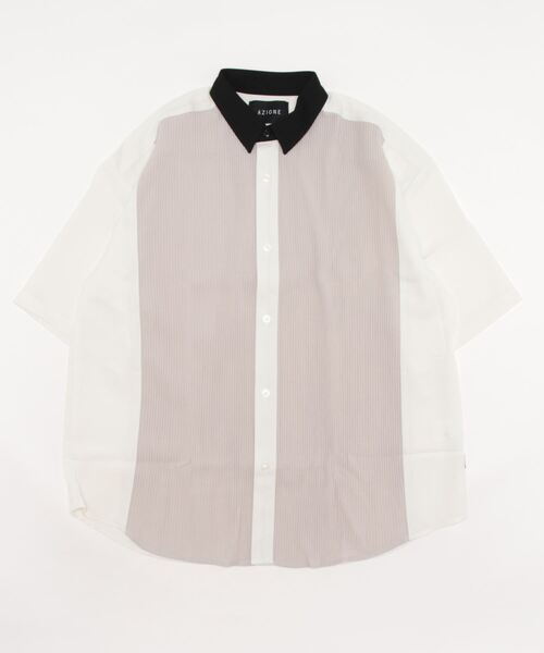 AZIONE(アジオネ)の「AZIONE/アジオネ/プリーツショートスリーブシャツ(シャツ/ブラウス・メンズ・ホワイト・M)」の3枚目の写真