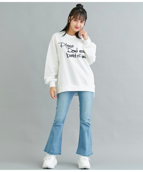 ANAP GｉRL（アナップガール）の「ハイウエストフレアパンツ（デニムパンツ・キッズ・ライトブルー/ブラック・S/M/XS）」の16枚目の写真