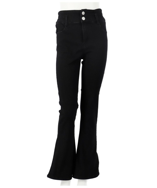 ANAP GｉRL（アナップガール）の「ハイウエストフレアパンツ（デニムパンツ・キッズ・ライトブルー/ブラック・S/M/XS）」の15枚目の写真