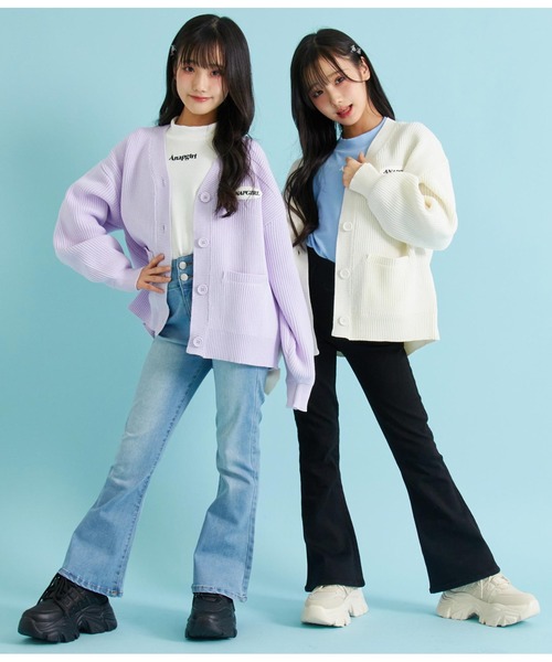 ANAP GｉRL（アナップガール）の「ハイウエストフレアパンツ（デニムパンツ・キッズ・ライトブルー/ブラック・S/M/XS）」の19枚目の写真