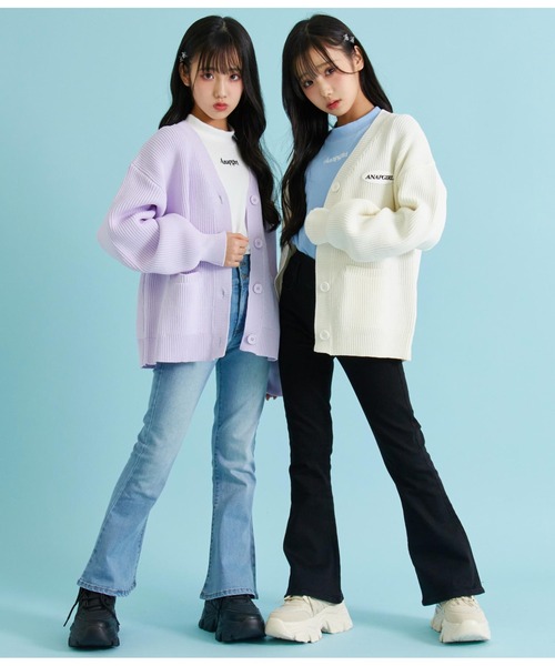 ANAP GｉRL（アナップガール）の「ハイウエストフレアパンツ（デニムパンツ・キッズ・ライトブルー/ブラック・S/M/XS）」の20枚目の写真