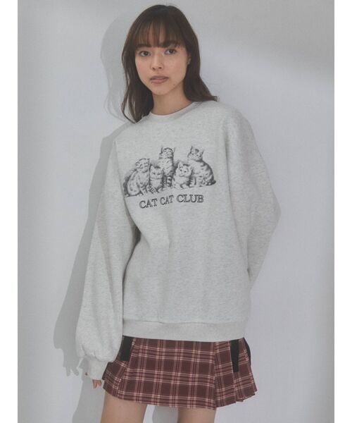 merry jenny（メリージェニー）の「CAT CAT CLUB トレーナー（スウェット・レディース・ライトグレー/アイボリー/チャコールグレー・FREE）」の5枚目の写真