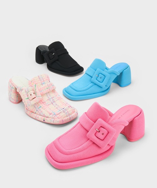 CHARLES&KEITH ローファー　ミュール アシメトリック ペニーローファーミュール - ダークグレー