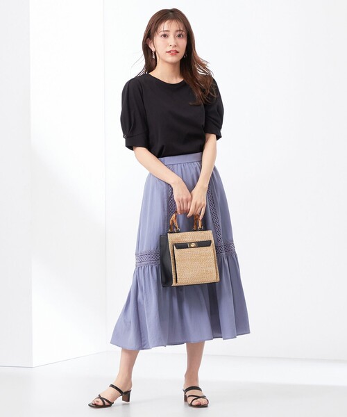 ANY SIS(エニィスィス)の「【UVケア】プレーティングジャージー タックスリーブ カットソー(Tシャツ/カットソー・レディース・ダルブルー系/ブラック系/ローズ系/ホワイト系/ブラック系2/ライトグリーン系・2)」の13枚目の写真