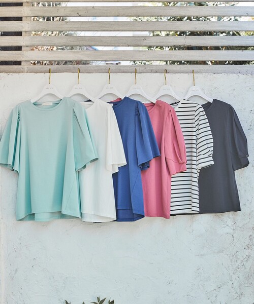 ANY SIS(エニィスィス)の「【UVケア】プレーティングジャージー タックスリーブ カットソー(Tシャツ/カットソー・レディース・ダルブルー系/ブラック系/ローズ系/ホワイト系/ブラック系2/ライトグリーン系・2)」の15枚目の写真