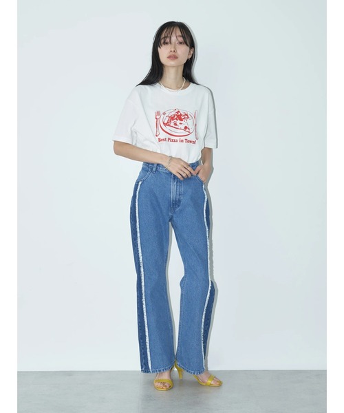 Lee（リー）の「Lee×e.m.a.e 切替ﾃﾞﾆﾑﾌﾚｱﾊﾟﾝﾂ（デニムパンツ）」 - WEAR