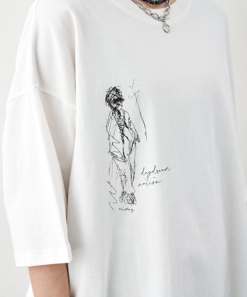 AIVER（アイバー）の「AIVER　ドローイングS/SビッグTEE（Tシャツ/カットソー・メンズ・ホワイト/チャコールグレー/ブラック・MEDIUM/SMALL/LARGE）」の7枚目の写真