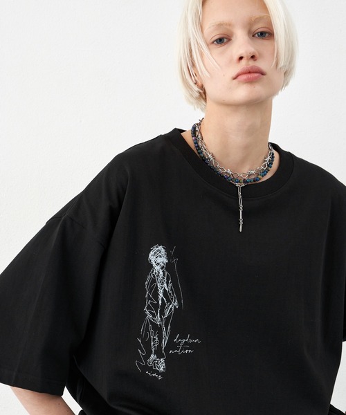 AIVER（アイバー）の「AIVER　ドローイングS/SビッグTEE（Tシャツ/カットソー・メンズ・ホワイト/チャコールグレー/ブラック・MEDIUM/SMALL/LARGE）」の17枚目の写真