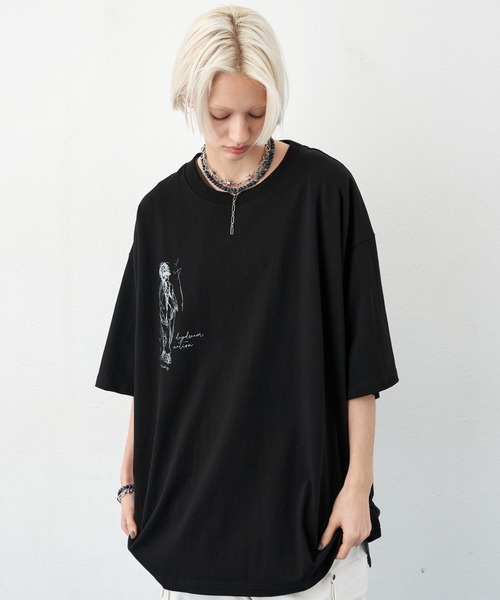 AIVER（アイバー）の「AIVER　ドローイングS/SビッグTEE（Tシャツ/カットソー・メンズ・ホワイト/チャコールグレー/ブラック・MEDIUM/SMALL/LARGE）」の15枚目の写真