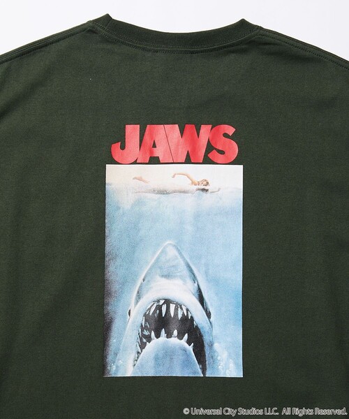 FREAK'S STORE(フリークスストア)の「【限定展開】JAWS/ジョーズ 別注 ビッグシルエット バックプリント クルーネックTシャツ(Tシャツ/カットソー・メンズ・ホワイト/ブラック/アッシュグレー/ダークグリーン/グレイッシュブルー・SMALL/MEDIUM/LARGE)」の4枚目の写真