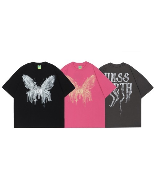 Ressaca（レサーカ）の「オーバーサイズ バタフライ バックプリントロゴ クルーネック半袖Tシャツ（Tシャツ/カットソー・メンズ・ピンク/ブラック/グレー・M/L/XL）」の5枚目の写真