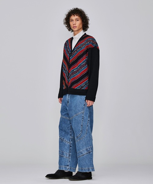 Iroquois（イロコイ）の「IROQUOIS イロコイ / 7G MIX STRIPES CD ミックスストライプカーディガン / 277201（カーディガン/ボレロ・メンズ・ブラック/ブラウン・3/1/2）」の9枚目の写真