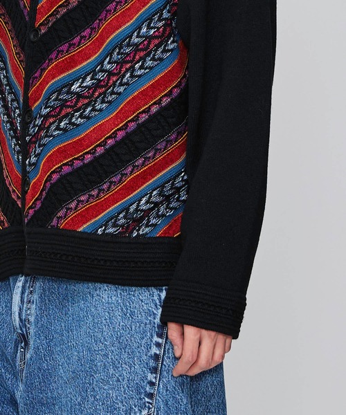 Iroquois（イロコイ）の「IROQUOIS イロコイ / 7G MIX STRIPES CD ミックスストライプカーディガン / 277201（カーディガン/ボレロ・メンズ・ブラック/ブラウン・3/1/2）」の17枚目の写真