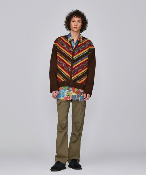 Iroquois（イロコイ）の「IROQUOIS イロコイ / 7G MIX STRIPES CD ミックスストライプカーディガン / 277201（カーディガン/ボレロ・メンズ・ブラック/ブラウン・3/1/2）」の13枚目の写真