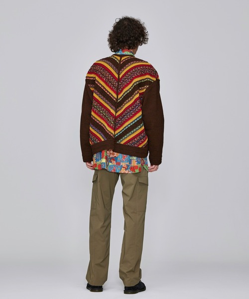 Iroquois（イロコイ）の「IROQUOIS イロコイ / 7G MIX STRIPES CD ミックスストライプカーディガン / 277201（カーディガン/ボレロ・メンズ・ブラック/ブラウン・3/1/2）」の12枚目の写真