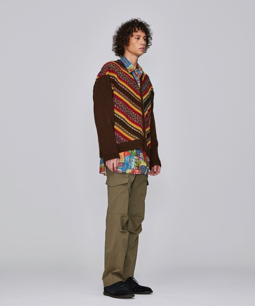 Iroquois（イロコイ）の「IROQUOIS イロコイ / 7G MIX STRIPES CD ミックスストライプカーディガン / 277201（カーディガン/ボレロ・メンズ・ブラック/ブラウン・3/1/2）」の10枚目の写真