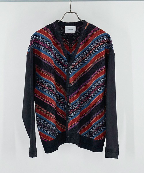 Iroquois（イロコイ）の「IROQUOIS イロコイ / 7G MIX STRIPES CD ミックスストライプカーディガン / 277201（カーディガン/ボレロ・メンズ・ブラック/ブラウン・3/1/2）」の6枚目の写真