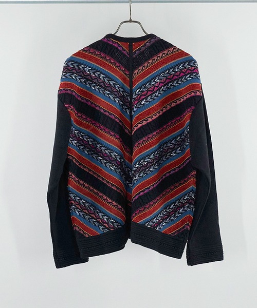 Iroquois（イロコイ）の「IROQUOIS イロコイ / 7G MIX STRIPES CD ミックスストライプカーディガン / 277201（カーディガン/ボレロ・メンズ・ブラック/ブラウン・3/1/2）」の18枚目の写真
