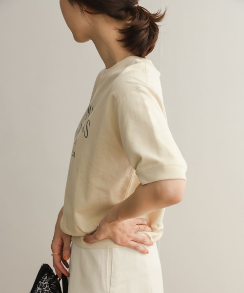 URBAN RESEARCH DOORS（アーバンリサーチドアーズ）の「ロゴインレイハーフスリーブプルオーバー（Tシャツ/カットソー・レディース・ライトベージュ/ブラック/モカ・MEDIUM）」の7枚目の写真