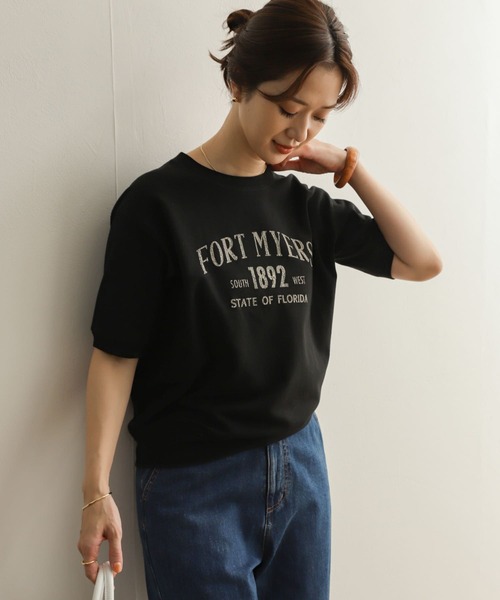 URBAN RESEARCH DOORS（アーバンリサーチドアーズ）の「ロゴインレイハーフスリーブプルオーバー（Tシャツ/カットソー・レディース・ライトベージュ/ブラック/モカ・MEDIUM）」の14枚目の写真