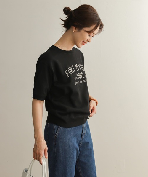 URBAN RESEARCH DOORS（アーバンリサーチドアーズ）の「ロゴインレイハーフスリーブプルオーバー（Tシャツ/カットソー・レディース・ライトベージュ/ブラック/モカ・MEDIUM）」の16枚目の写真