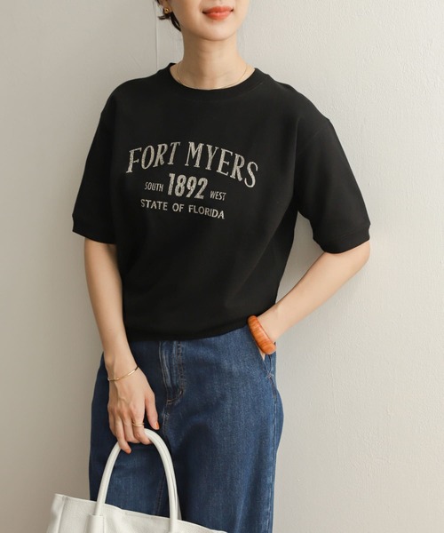 URBAN RESEARCH DOORS（アーバンリサーチドアーズ）の「ロゴインレイハーフスリーブプルオーバー（Tシャツ/カットソー・レディース・ライトベージュ/ブラック/モカ・MEDIUM）」の18枚目の写真