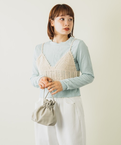 mebole(メボレ)の「クロシェ編みビスチェ&ロンTセット(Tシャツ/カットソー・レディース・グリーン/ホワイト/オレンジ/ブルー・FREE)」の22枚目の写真