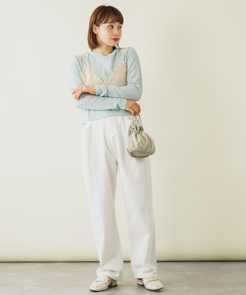 mebole(メボレ)の「クロシェ編みビスチェ&ロンTセット(Tシャツ/カットソー・レディース・グリーン/ホワイト/オレンジ/ブルー・FREE)」の15枚目の写真