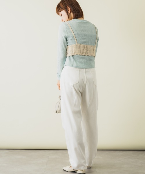 mebole(メボレ)の「クロシェ編みビスチェ&ロンTセット(Tシャツ/カットソー・レディース・グリーン/ホワイト/オレンジ/ブルー・FREE)」の13枚目の写真