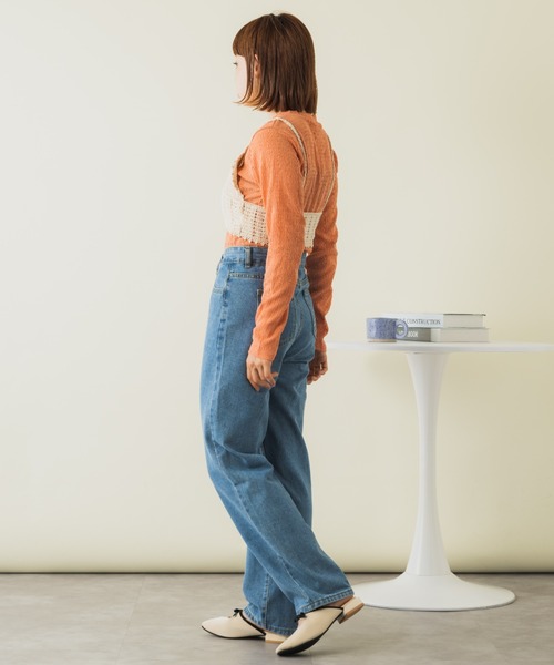 mebole(メボレ)の「クロシェ編みビスチェ&ロンTセット(Tシャツ/カットソー・レディース・グリーン/ホワイト/オレンジ/ブルー・FREE)」の6枚目の写真