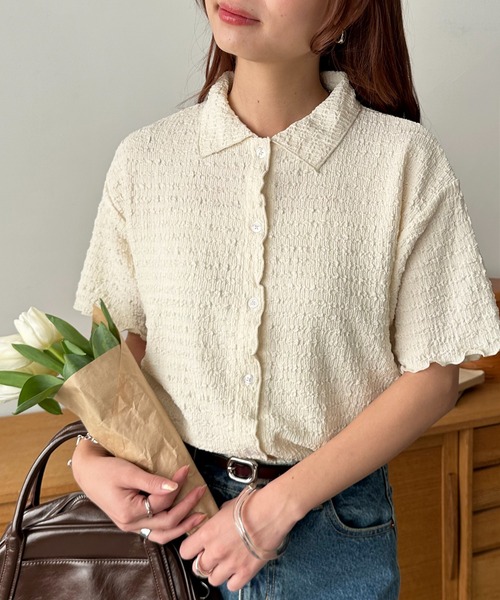 セール】【新色追加!/WEB限定】衿付きジャガードカーディガン