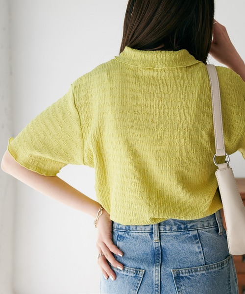 DISCOAT（ディスコート）の「【新色追加!/WEB限定】衿付きジャガードカーディガン（カーディガン/ボレロ・レディース・オフホワイト/ブラック/ライム/アイボリー・FREE）」の13枚目の写真