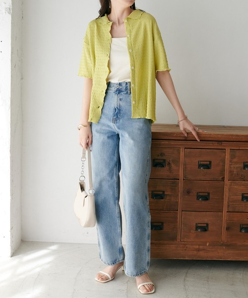 DISCOAT（ディスコート）の「【新色追加!/WEB限定】衿付きジャガードカーディガン（カーディガン/ボレロ・レディース・オフホワイト/ブラック/ライム/アイボリー・FREE）」の14枚目の写真