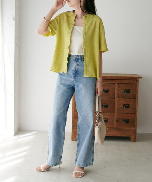 DISCOAT（ディスコート）の「【新色追加!/WEB限定】衿付きジャガードカーディガン（カーディガン/ボレロ・レディース・オフホワイト/ブラック/ライム/アイボリー・FREE）」の15枚目の写真